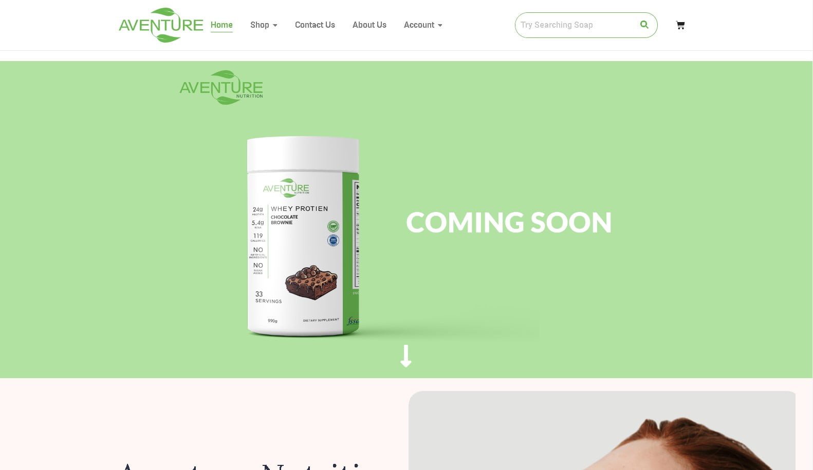 Aventure store product landing page