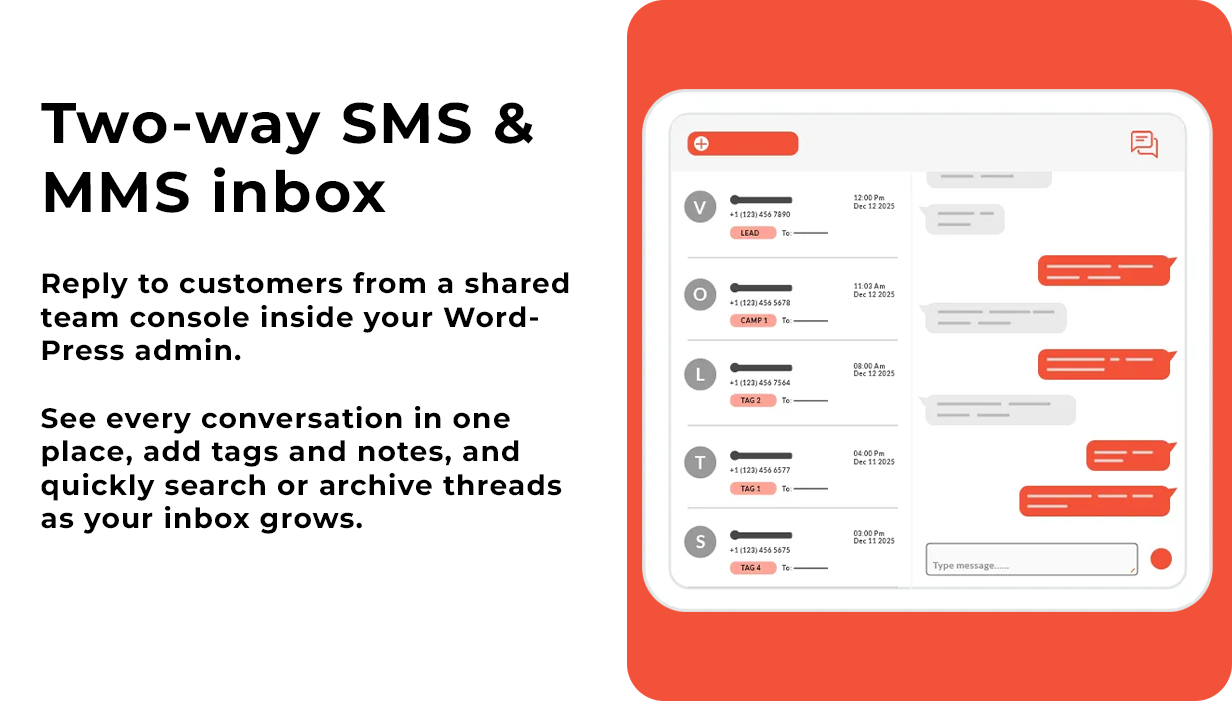 Volts Connect two-way SMS and MMS inbox interface
